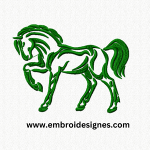 "Beautifully crafted horse embroidery design displayed on a saddle pad, enhancing the appeal of equestrian accessories with its intricate details."